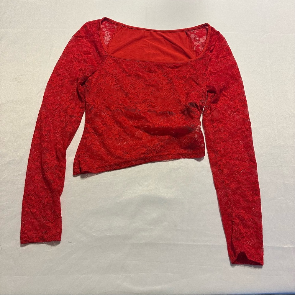 Elegant Red Lace Women's Top